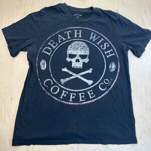 Death Wish Coffee Co. T-Shirt Graphic Print Skull & Crossbones Mens Large